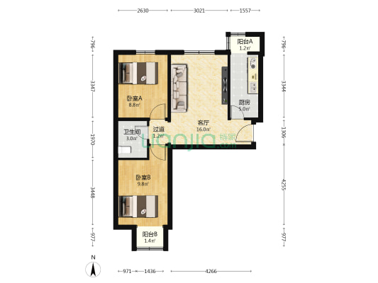 石泉砖厂A4区 2室1厅1卫 63平方