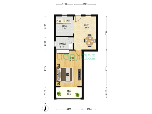 景苑小区 1室1厅1卫 49平方