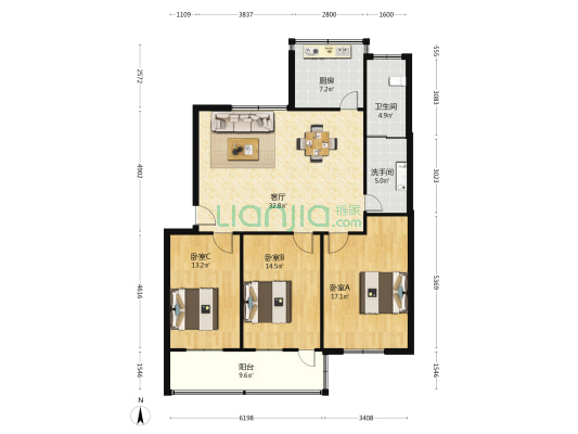 财政局家属院 3室1厅2卫 116平方