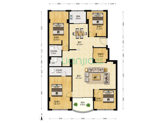 前市南街 4室2厅3卫 175平方