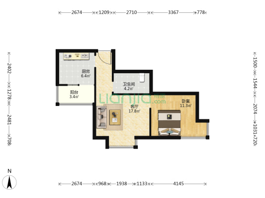 东海黄金海岸龙族海景 1室1厅1卫 55平方