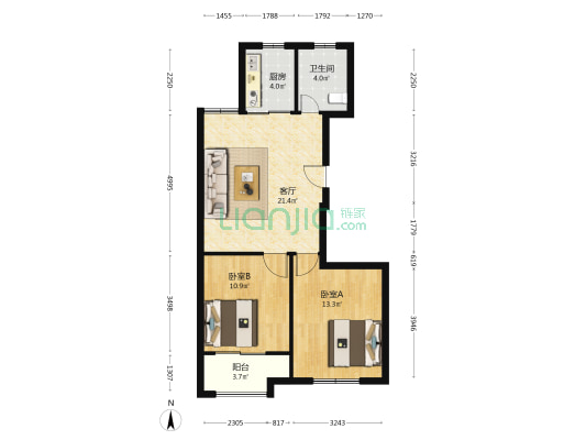 水岸名郡 2室1厅1卫 86平方