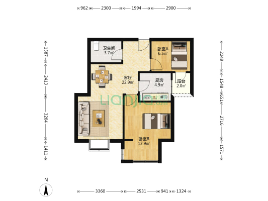 雪玉凯瑞苑 2室1厅1卫 81平方