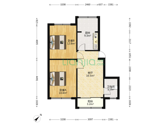 曙光街23号院 2室1厅1卫 68平方