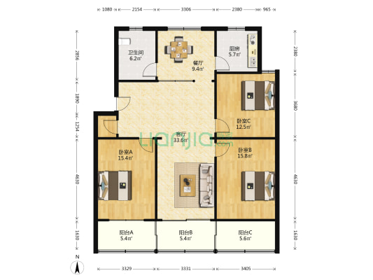金通路109号 3室2厅1卫 125平方