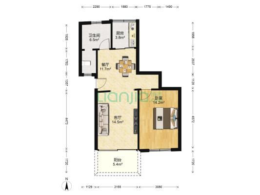 畜牧局宿舍 1室2厅1卫 66平方