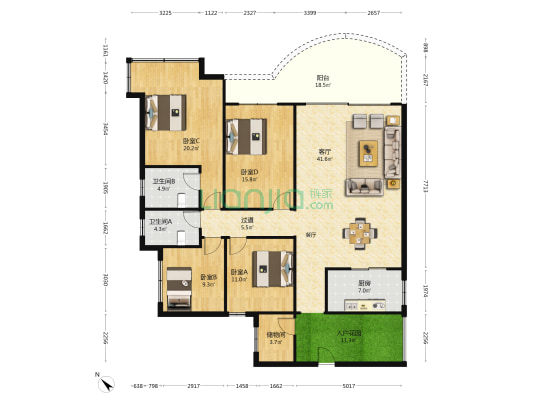 理想名苑 4室1厅2卫 177平方