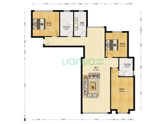 金融城中央公馆 3室1厅2卫 177平方