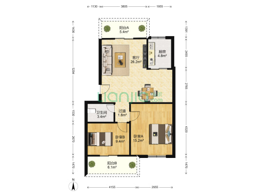浦口小区 2室1厅1卫 81平方