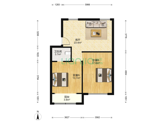 申峰花苑 2室1厅1卫 78平方
