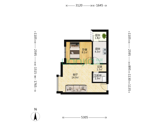 金顺苑 1室1厅1卫 39平方