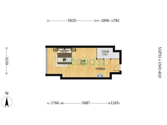 慕客天第 1室0厅1卫 45平方