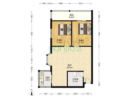 晋龙捷泰宿舍 2室1厅1卫 102平方