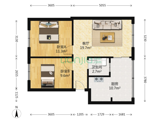状元街二巷26号 2室1厅1卫 56平方