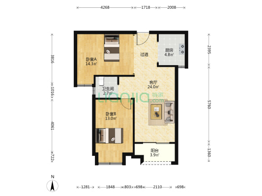 曦地港CITY ON 2室1厅1卫 82平方