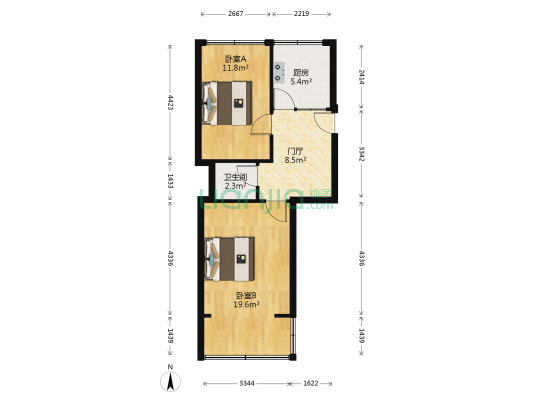 双林路332号 2室0厅1卫 55平方