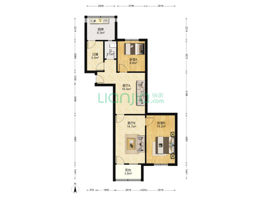 南辛庄中街南巷10号 2室2厅1卫 87平方