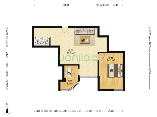 游子乡大厦 2室1厅2卫 83平方