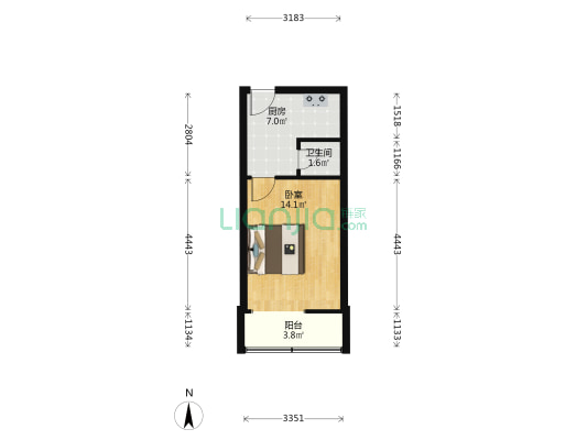 红星路50号 1室0厅1卫 32平方