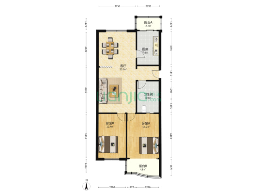 速丰公寓 2室1厅1卫 99平方