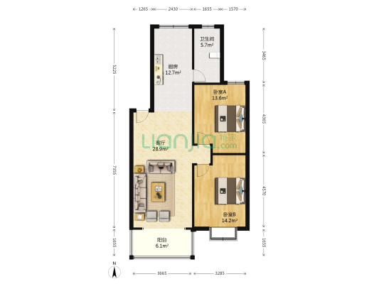 澄湖恒达花园 2室1厅1卫 94平方