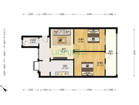 春园路医药公司家属院 2室1厅1卫 83平方