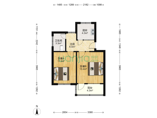 苇湾社区东区 2室0厅1卫 56平方
