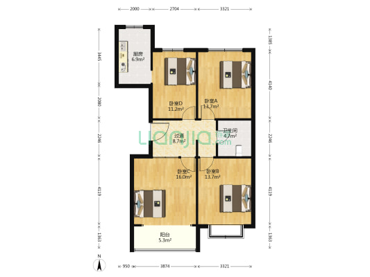 博悦广场 4室0厅1卫 102平方