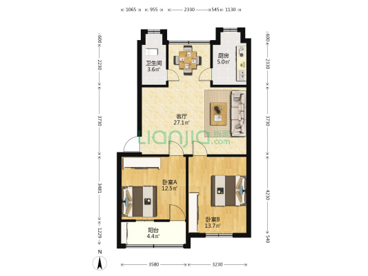昌盛公寓 2室1厅1卫 84平方