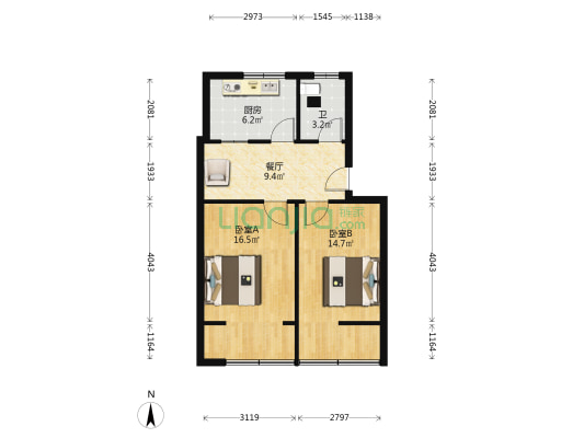 崇福山街45号 2室1厅1卫 48平方