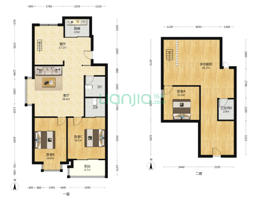 彩虹嘉园 4室2厅3卫 170平方