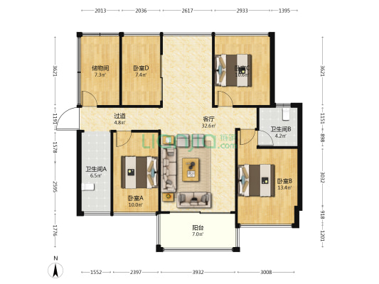 悦玺公馆 4室1厅2卫 118平方