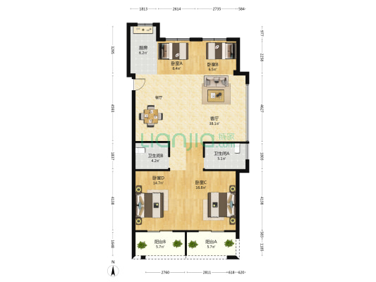 欣隆盛世佳园 4室1厅2卫 126平方