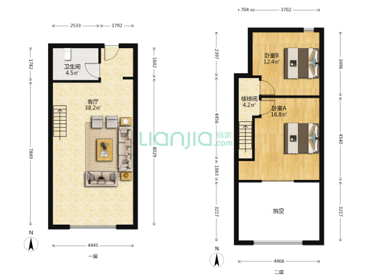 UPUP公寓 2室1厅1卫 66平方
