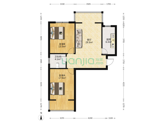 景都花苑Ⅲ·花贵 2室1厅1卫 100平方
