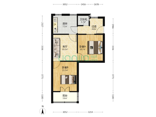 武焦和谐小区 2室1厅1卫 63平方