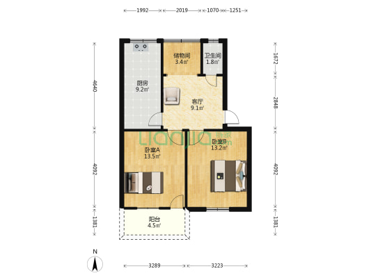 省电建二公司北院 2室1厅1卫 68平方