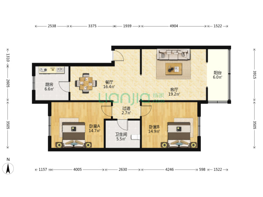 劳动公园家属院 2室2厅1卫 106平方