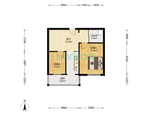 白塔茗居 2室1厅1卫 58平方