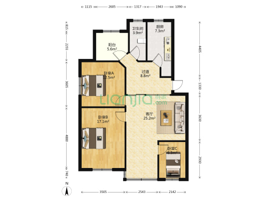 华佗路西湖花园小区 3室1厅1卫 110平方
