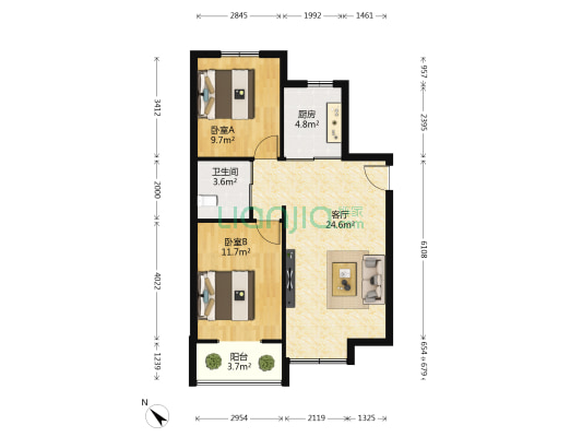 为群一村 2室1厅1卫 79平方