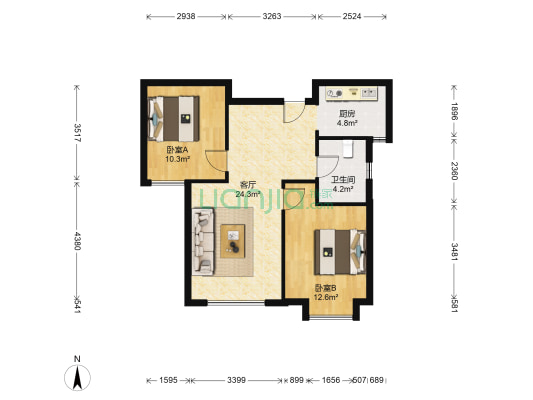 正荣润璟湾 2室1厅1卫 82平方