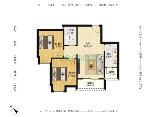 金沙美邻丽榭苑 2室1厅1卫 78平方