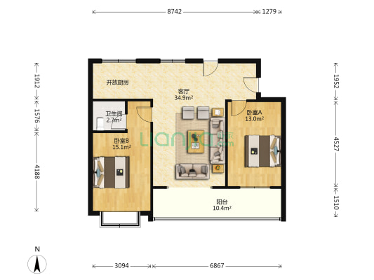 瑞达华府 2室1厅1卫 98平方