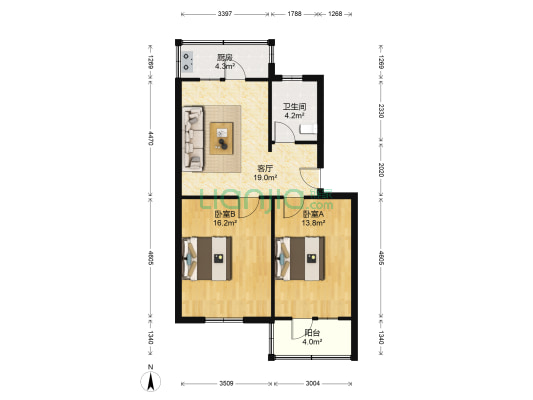 建筑学校小区 2室1厅1卫 74平方