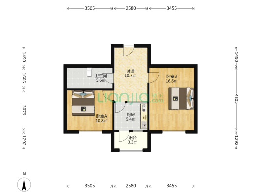 镇政府集资楼 2室0厅1卫 70平方