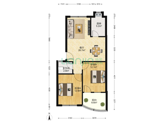长虹新村 2室1厅1卫 83平方