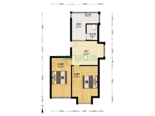 南横街17号 2室1厅1卫 50平方