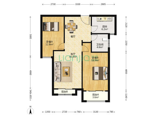 白鹭源 2室1厅1卫 91平方