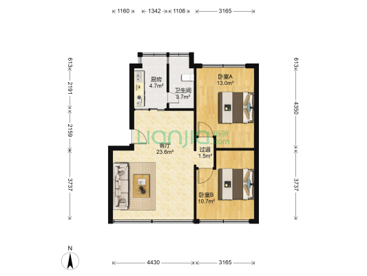 竹马巷 2室1厅1卫 73平方